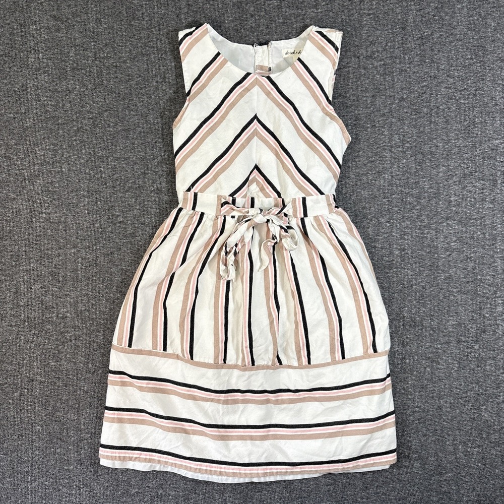 Derek Heart Girls' Size 10 Sleeveless Striped Dress Open Back Tie In Front Lined